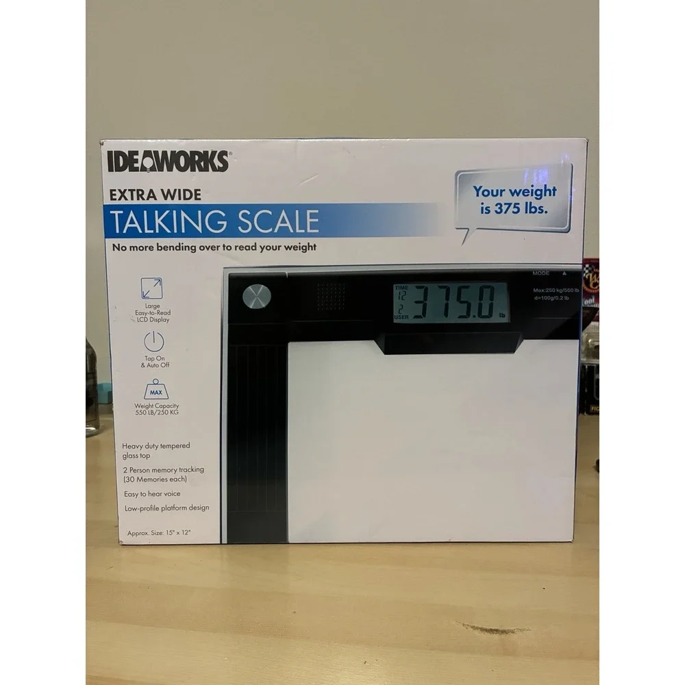 Ideaworks 15 Wide Talking Scale LCD Display 375lbs Capacity NIB New